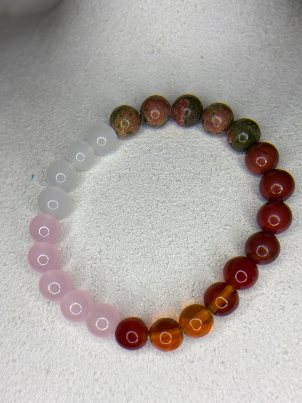 Multicolor Beaded Stretch Bracelet - Pink, White, Green, Red, Orange